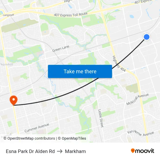 Esna Park Dr Alden Rd to Markham map