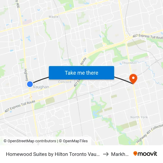 Homewood Suites by Hilton Toronto Vaughan to Markham map