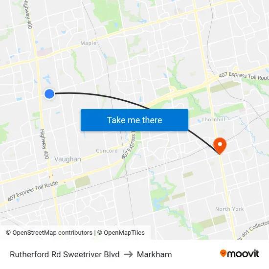 Rutherford Rd Sweetriver Blvd to Markham map