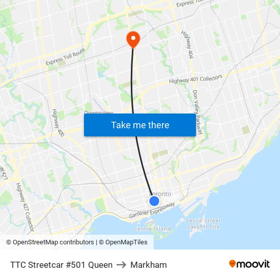 TTC Streetcar #501 Queen to TTC Streetcar #501 Queen map