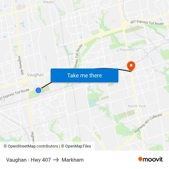 Vaughan - Hwy 407 to Markham map