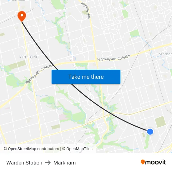 Warden Station to Markham map