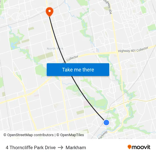 4 Thorncliffe Park Drive to Markham map