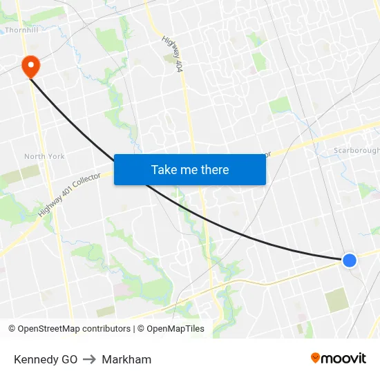 Kennedy GO to Markham map