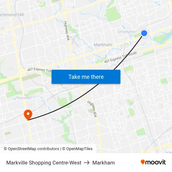 Markville Shopping Centre-West to Markham map