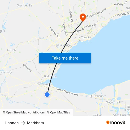Hannon to Markham map