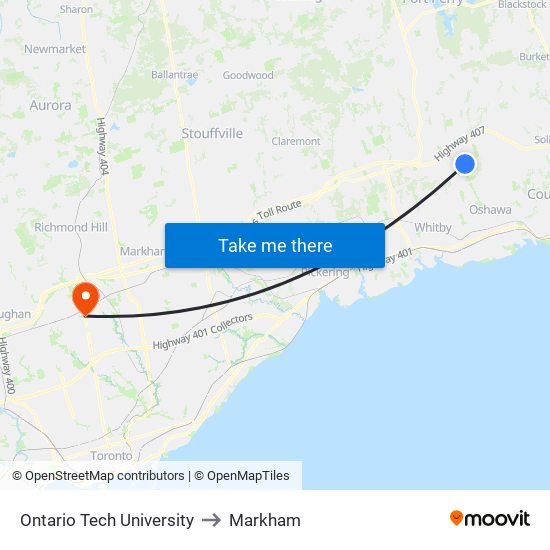 Ontario Tech University to Ontario Tech University map