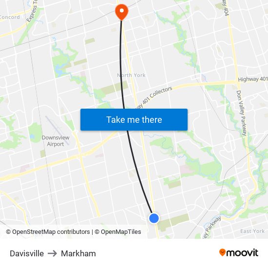 Davisville to Markham map