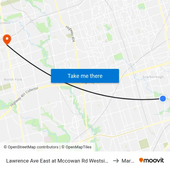Lawrence Ave East at Mccowan Rd Westside Scarborough General to Markham map