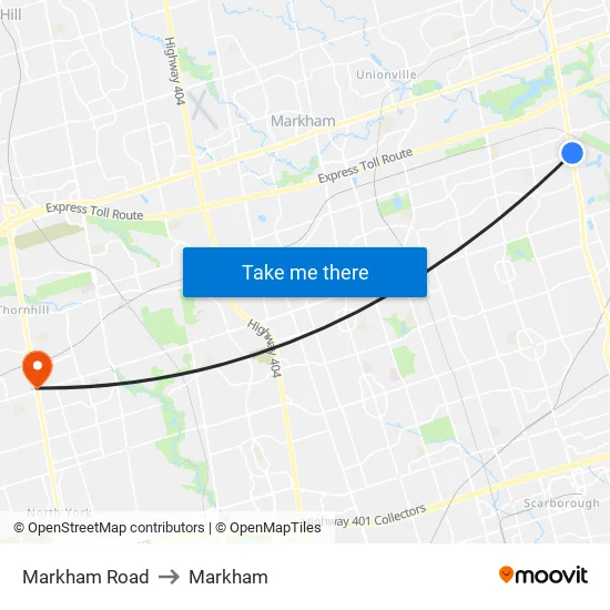 Markham Road to Markham map