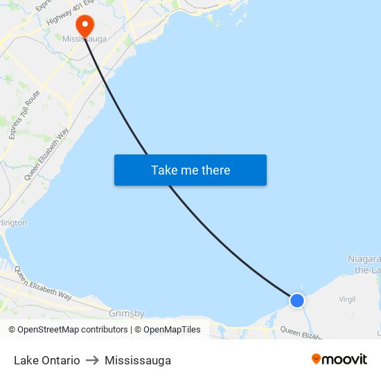 Lake Ontario to Mississauga map