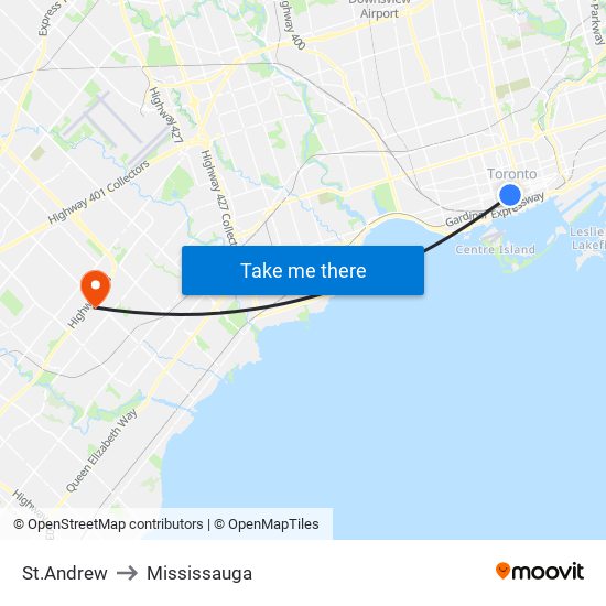 St.Andrew to Mississauga map