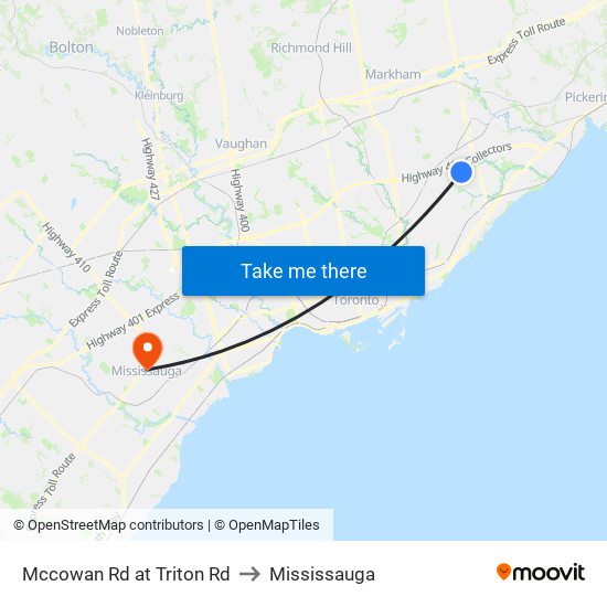 Mccowan Rd at Triton Rd to Mississauga map