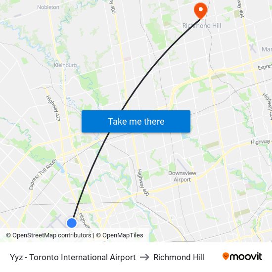 Yyz - Toronto International Airport to Richmond Hill map
