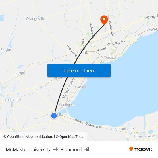 McMaster University to McMaster University map