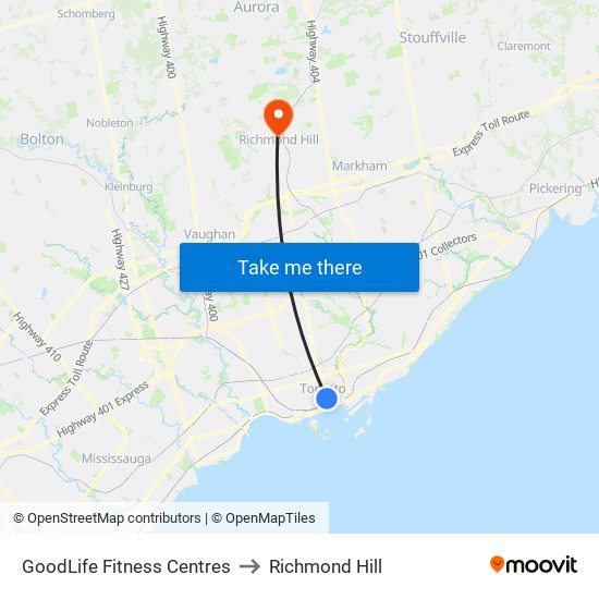 GoodLife Fitness Centres to GoodLife Fitness Centres map