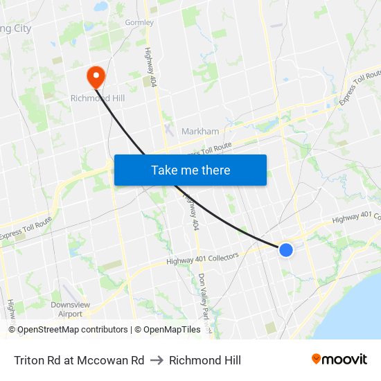 Triton Rd at Mccowan Rd to Richmond Hill map