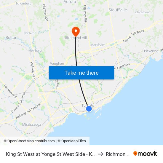 King St West at Yonge St West Side - King Station to Richmond Hill map