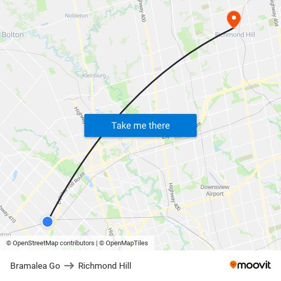 Bramalea Go to Richmond Hill map