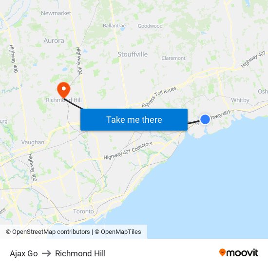 Ajax Go to Richmond Hill map