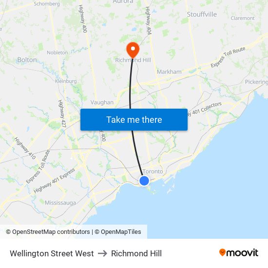 Wellington Street West to Richmond Hill map