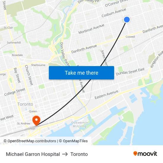 Michael Garron Hospital to Toronto map
