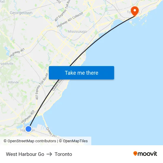 West Harbour Go to Toronto map