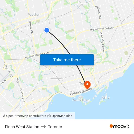 Finch West Station to Toronto map