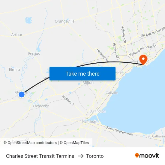 Charles Street Transit Terminal to Toronto map