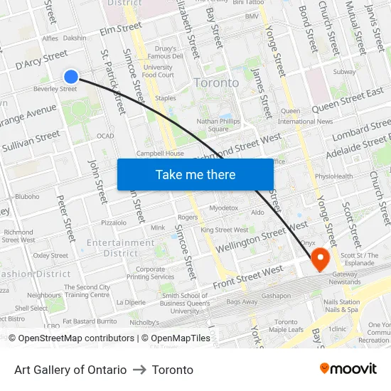 Art Gallery of Ontario to Toronto map