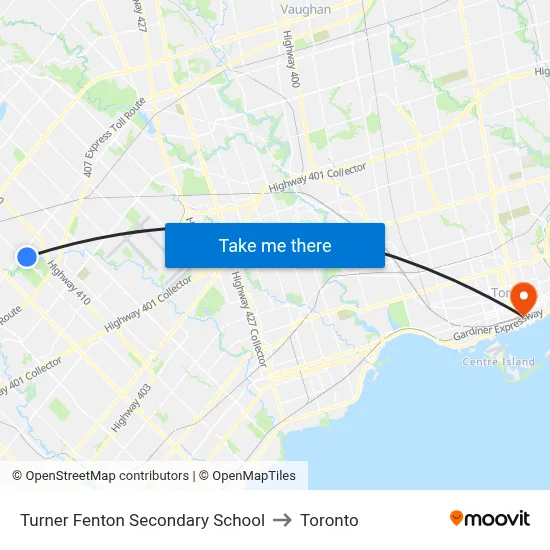Turner Fenton Secondary School to Toronto map