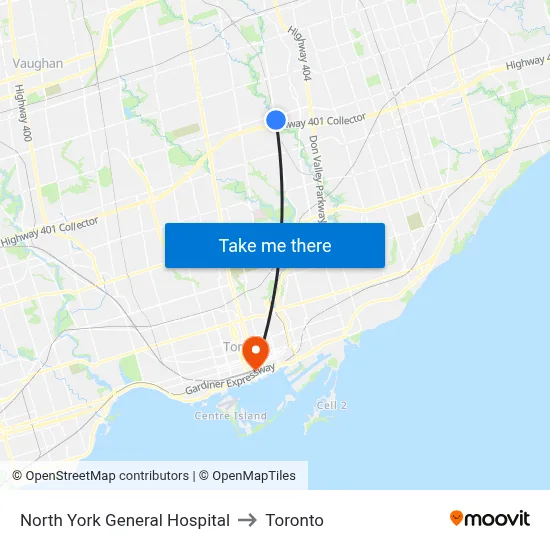 North York General Hospital to Toronto map