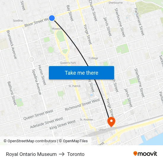 Royal Ontario Museum to Toronto map