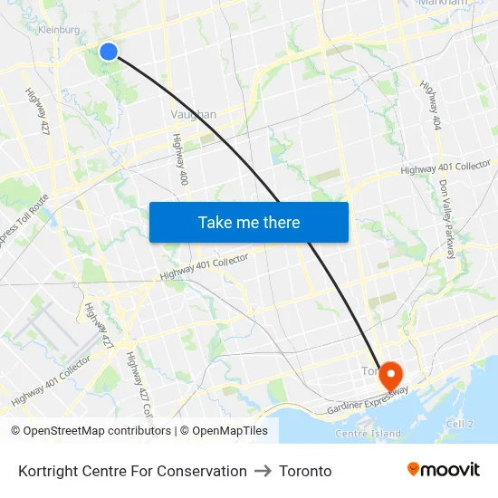 Kortright Centre For Conservation to Toronto map