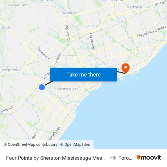 Four Points by Sheraton Mississauga Meadowvale to Toronto map