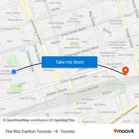 The Ritz-Carlton Toronto to Toronto map