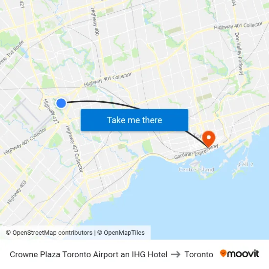 Crowne Plaza Toronto Airport an IHG Hotel to Toronto map