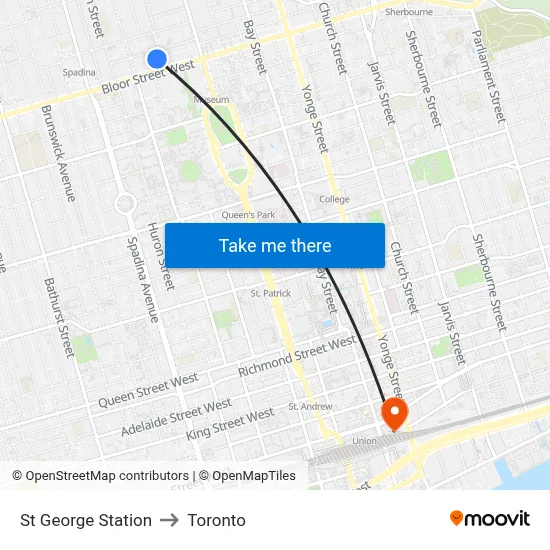 St George Station to Toronto map