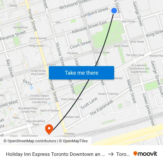 Holiday Inn Express Toronto Downtown an IHG Hotel to Toronto map