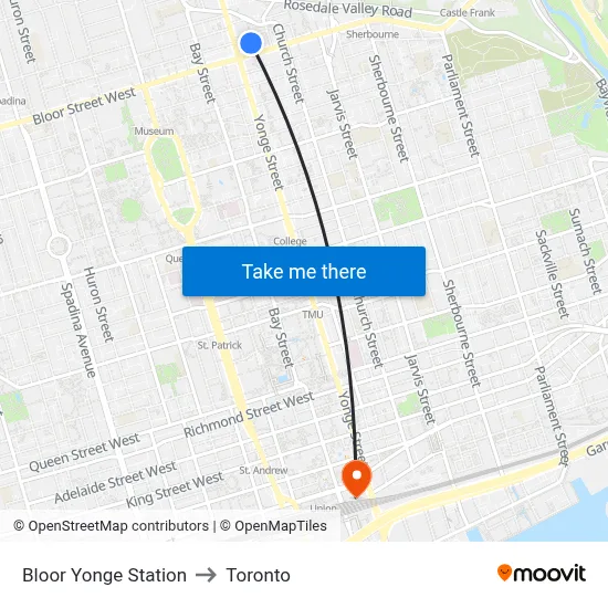 Bloor Yonge Station to Toronto map