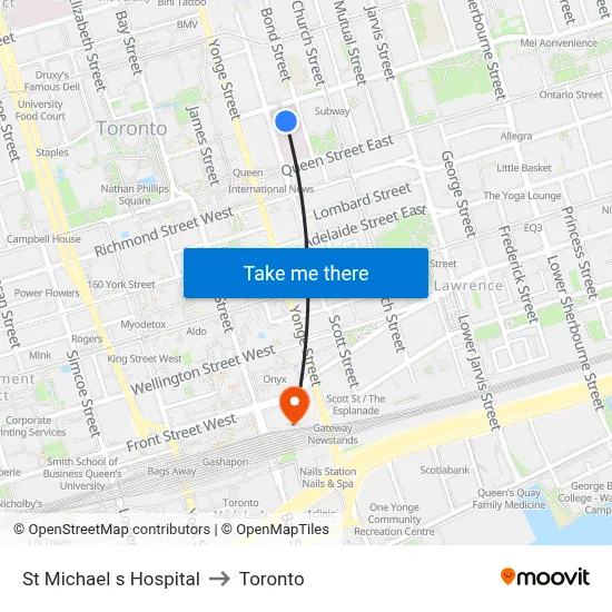 St Michael s Hospital to Toronto map