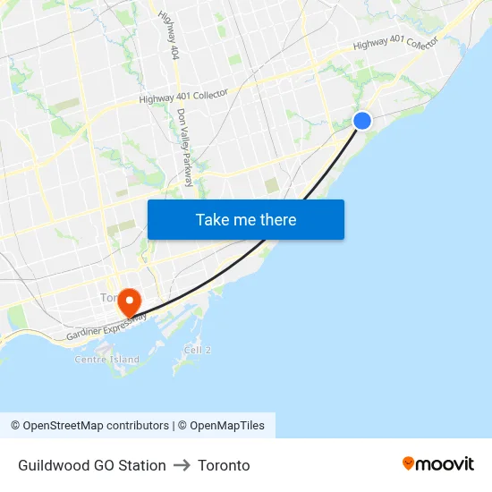 Guildwood GO Station to Toronto map