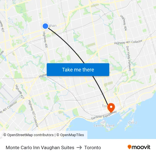 Monte Carlo Inn Vaughan Suites to Toronto map