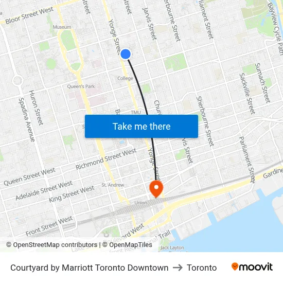Courtyard by Marriott Toronto Downtown to Toronto map