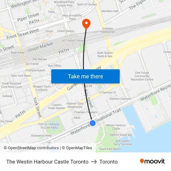 The Westin Harbour Castle Toronto to Toronto map