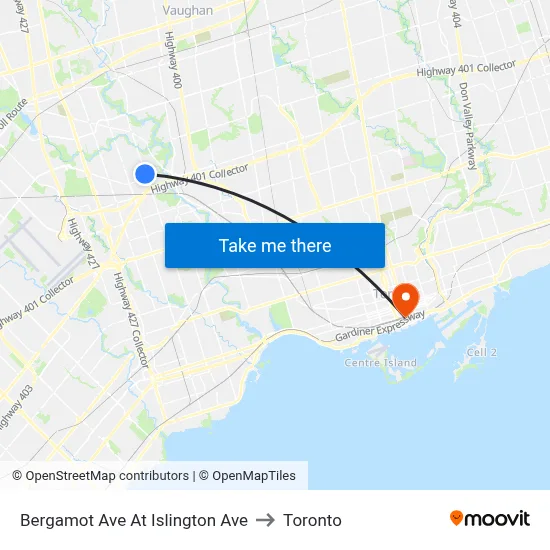 Bergamot Ave At Islington Ave to Toronto map
