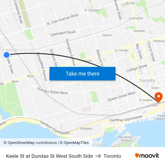 Keele St at Dundas St West South Side to Toronto map