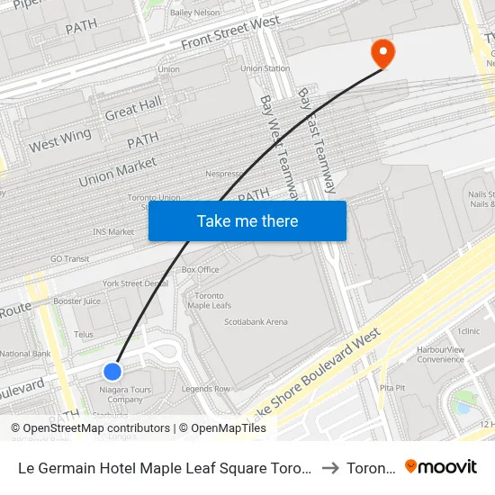 Le Germain Hotel Maple Leaf Square Toronto to Toronto map