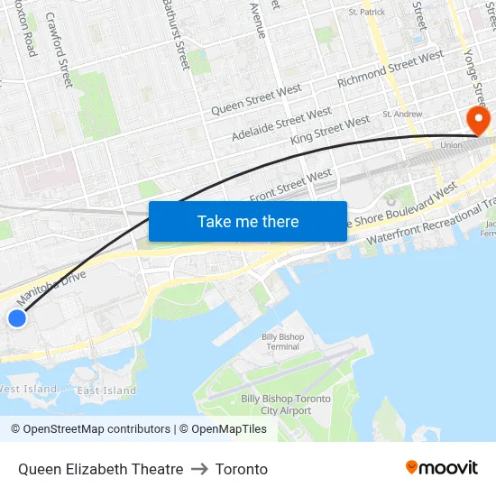 Queen Elizabeth Theatre to Toronto map