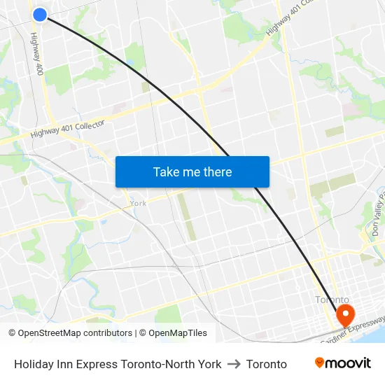 Holiday Inn Express Toronto-North York to Toronto map